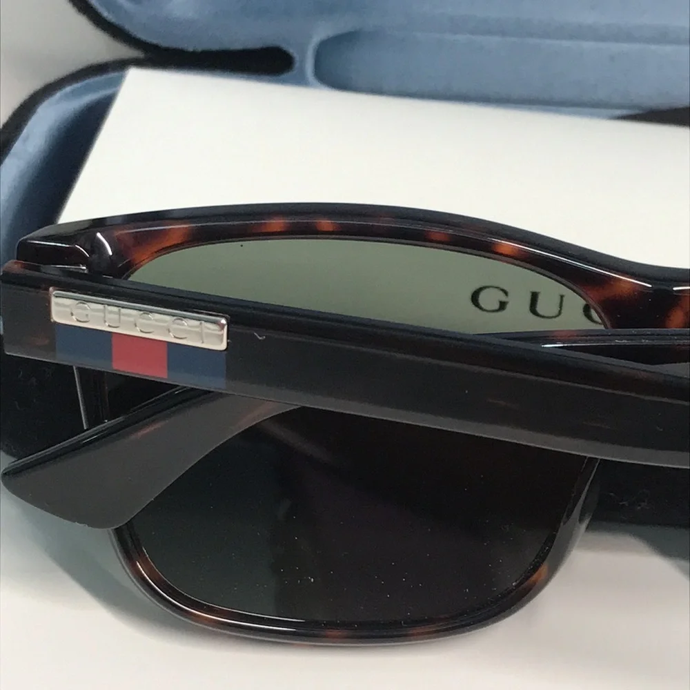 ✨ Brand New Gucci GG0746S 003 Sunglasses – Dark Havana with Green Lenses ✨